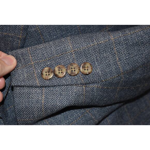 Jos A Bank Blazer Sportscoat Mens Size 42 Short 2Btn Silk Wool Linen Blue - Picture 5 of 12